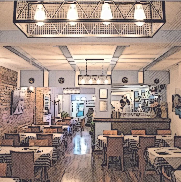 Sketch of the dining room in the evening