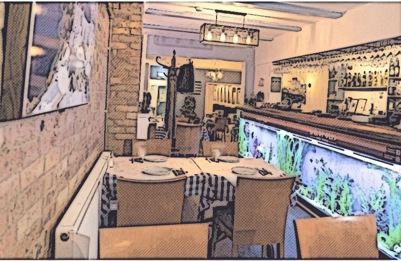 Sketch of tables beside the aquarium bar